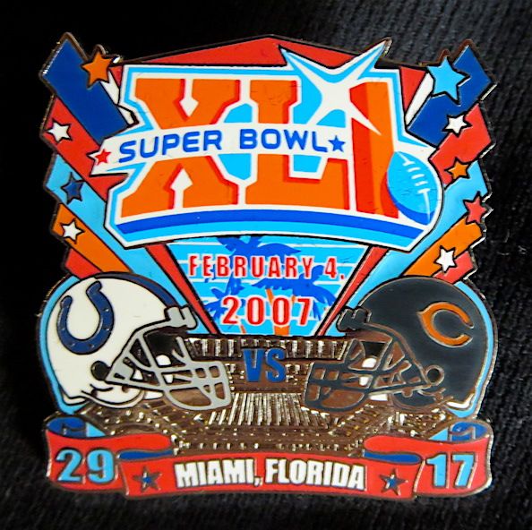SUPER BOWL 41 INDIANAPOLIS COLTS / BEARS Final Score LAPEL PIN